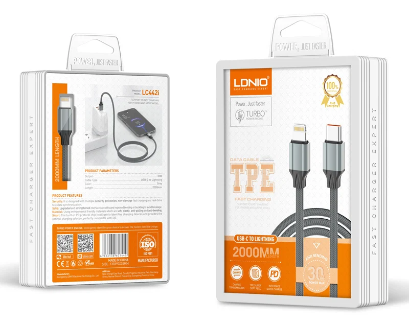 LDNIO 2M USB-C to Lightning Cable 30W Charging Cable (LC352i)